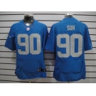 nike nfl jerseys detroit lions #90 ndamukong suh blue(Elite throwback)