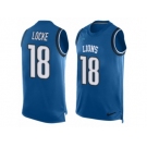 Men Nike Detroit Lions #18 Jeff Locke Limited Blue Player Name & Number Tank Top NFL Jersey