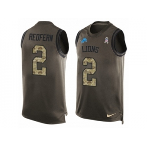 Men Nike Detroit Lions #2 Kasey Redfern Limited Green Salute to Service Tank Top NFL Jersey