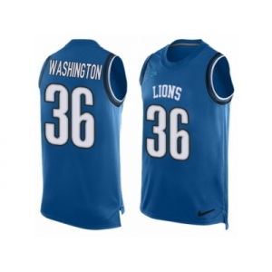 Men Nike Detroit Lions #36 Dwayne Washington Limited Blue Player Name & Number Tank Top NFL Jersey