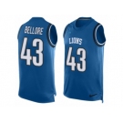 Men Nike Detroit Lions #43 Nick Bellore Limited Blue Player Name & Number Tank Top NFL Jersey