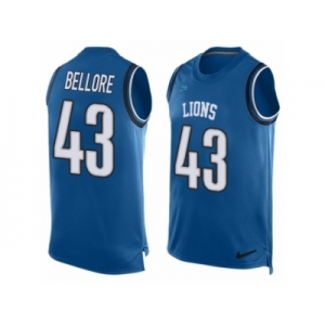 Men Nike Detroit Lions #43 Nick Bellore Limited Blue Player Name & Number Tank Top NFL Jersey