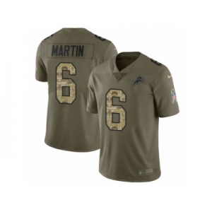 Men Nike Detroit Lions #6 Sam Martin Limited Olive Camo Salute to Service NFL Jersey