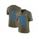 Men Nike Detroit Lions #76 T.J. Lang Limited Olive 2017 Salute to Service NFL Jersey