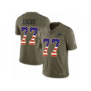 Men Nike Detroit Lions #77 Cornelius Lucas Limited Olive USA Flag Salute to Service NFL Jersey