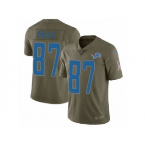 Men Nike Detroit Lions #87 Darren Fells Limited Olive 2017 Salute to Service NFL Jersey