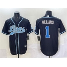 Men's Detroit Lions #1 Jameson Williams Black Stitched Baseball Jersey