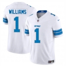 Men's Detroit Lions #1 Jameson Williams White 2025 F.U.S.E. Vapor Limited Football Stitched Jersey