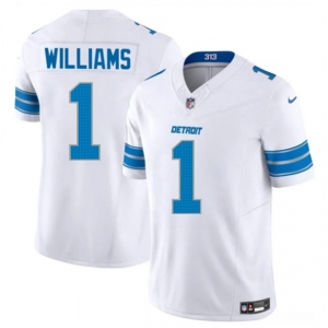 Men's Detroit Lions #1 Jameson Williams White 2025 F.U.S.E. Vapor Limited Football Stitched Jersey