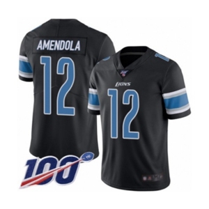 Men's Detroit Lions #12 Danny Amendola Limited Black Rush Vapor Untouchable 100th Season Football Jersey