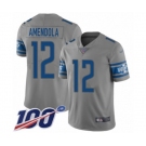 Men's Detroit Lions #12 Danny Amendola Limited Gray Inverted Legend 100th Season Football Jersey