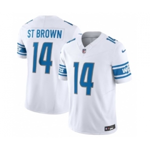 Men's Detroit Lions #14 Amon-Ra St. Brown White 2023 F.U.S.E. Vapor Untouchable Limited Football Stitched Jersey