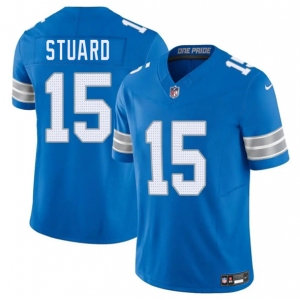 Men's Detroit Lions #15 Grant Stuard Blue 2025 F.U.S.E. Vapor Limited Football Stitched Jersey