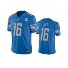 Men's Detroit Lions #16 Jared Goff Blue 2023 F.U.S.E. 90th Anniversary Patch Vapor Untouchable Limited Stitched Jersey