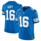 Men's Detroit Lions #16 Jared Goff Blue 2024 F.U.S.E. With 4-Star C Patch Vapor Limited Stitched Jersey