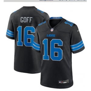 Men's Detroit Lions #16 Jared Goff Nike 2024 Black 2nd Alternate Limited Jersey