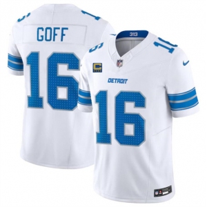 Men's Detroit Lions #16 Jared Goff White 2024 F.U.S.E. With 4-Star C Patch Vapor Limited Stitched Jersey