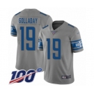 Men's Detroit Lions #19 Kenny Golladay Limited Gray Inverted Legend 100th Season Football Jersey