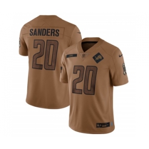 Men's Detroit Lions #20 Barry Sanders 2023 Brown Salute To Service Limited Football Stitched Jersey