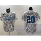 Men's Detroit Lions #20 Barry Sanders 2024 Arctic Camo Salute To Service Stitched Baseball Jersey