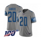 Men's Detroit Lions #20 Barry Sanders Limited Gray Inverted Legend 100th Season Football Jersey