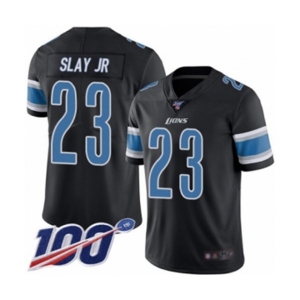 Men's Detroit Lions #23 Darius Slay Limited Black Rush Vapor Untouchable 100th Season Football Jersey