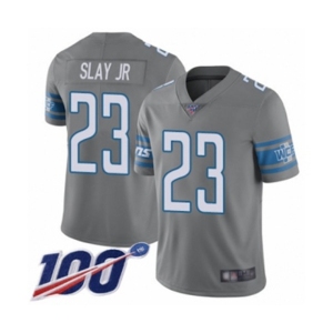 Men's Detroit Lions #23 Darius Slay Limited Steel Rush Vapor Untouchable 100th Season Football Jersey