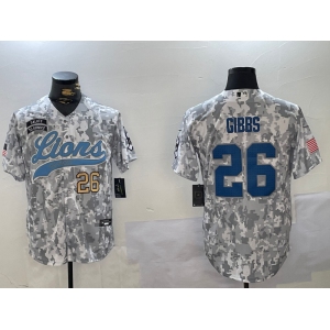 Men's Detroit Lions #26 Jahmyr Gibbs 2024 Arctic Camo Salute To Service Stitched Baseball Jerseys