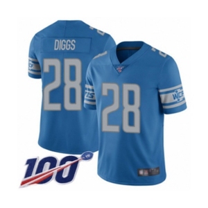 Men's Detroit Lions #28 Quandre Diggs Blue Team Color Vapor Untouchable Limited Player 100th Season Football Jersey