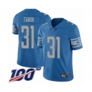 Men's Detroit Lions #31 Teez Tabor Blue Team Color Vapor Untouchable Limited Player 100th Season Football Jersey