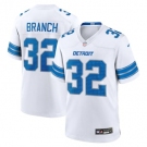 Men's Detroit Lions #32 Brian Branch White 2nd Alternate Game Nike Jersey