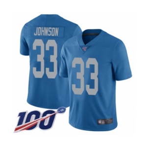 Men's Detroit Lions #33 Kerryon Johnson Blue Alternate Vapor Untouchable Limited Player 100th Season Football Jersey