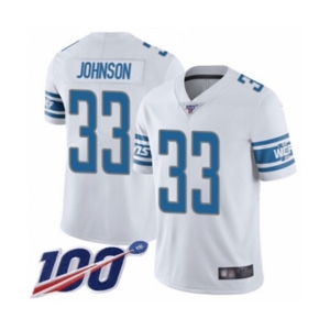 Men's Detroit Lions #33 Kerryon Johnson White Vapor Untouchable Limited Player 100th Season Football Jersey