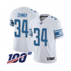 Men's Detroit Lions #34 Zach Zenner White Vapor Untouchable Limited Player 100th Season Football Jersey