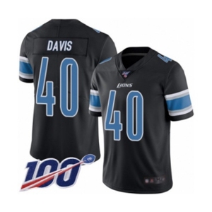 Men's Detroit Lions #40 Jarrad Davis Limited Black Rush Vapor Untouchable 100th Season Football Jersey