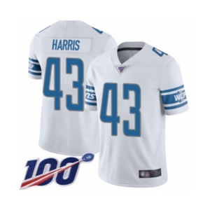 Men's Detroit Lions #43 Will Harris White Vapor Untouchable Limited Player 100th Season Football Jersey