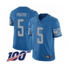 Men's Detroit Lions #5 Matt Prater Blue Team Color Vapor Untouchable Limited Player 100th Season Football Jersey