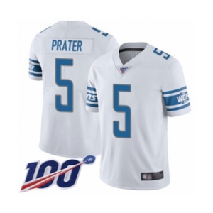 Men's Detroit Lions #5 Matt Prater White Vapor Untouchable Limited Player 100th Season Football Jersey