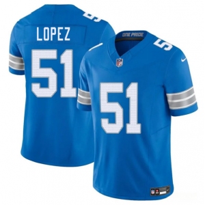 Men's Detroit Lions #51 Roy Lopez Blue 2025 F.U.S.E. Vapor Limited Football Stitched Jersey