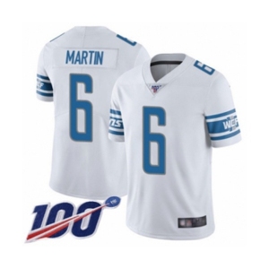 Men's Detroit Lions #6 Sam Martin White Vapor Untouchable Limited Player 100th Season Football Jersey