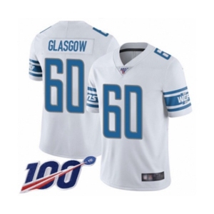 Men's Detroit Lions #60 Graham Glasgow White Vapor Untouchable Limited Player 100th Season Football Jersey