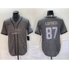 Mens Detroit Lions #87 Sam LaPorta Gray Cool Base Stitched Baseball Jersey