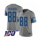 Men's Detroit Lions #88 T.J. Hockenson Limited Gray Inverted Legend 100th Season Football Jersey