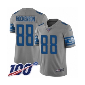 Men's Detroit Lions #88 T.J. Hockenson Limited Gray Inverted Legend 100th Season Football Jersey