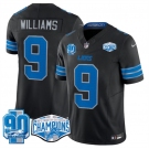 Men's Detroit Lions #9 Jameson Williams Black 2024 NFC North Champions 90th Anniversary Patch F.U.S.E. Vapor Limited Stitched Jersey