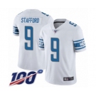 Men's Detroit Lions #9 Matthew Stafford White Vapor Untouchable Limited Player 100th Season Football Jersey