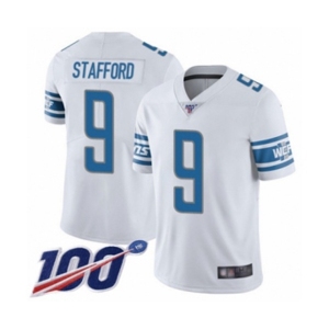 Men's Detroit Lions #9 Matthew Stafford White Vapor Untouchable Limited Player 100th Season Football Jersey