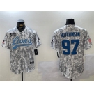 Men's Detroit Lions #97 Aidan Hutchinson 2024 Arctic Camo Salute To Service Stitched Baseball Jersey