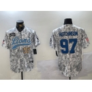 Men's Detroit Lions #97 Aidan Hutchinson 2024 Arctic Camo Salute To Service Stitched Baseball Jerseys