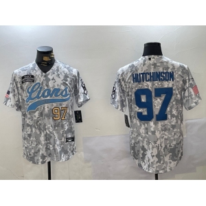 Men's Detroit Lions #97 Aidan Hutchinson 2024 Arctic Camo Salute To Service Stitched Baseball Jerseys